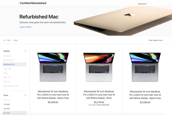 苹果美国官网上架官翻版16英寸MacBook Pro